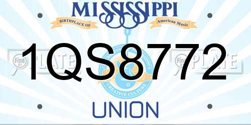 1QS8772 Mississippi License Plate