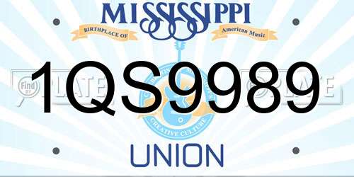 1QS9989 Mississippi License Plate