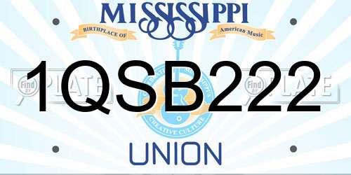 1QSB222 Mississippi License Plate