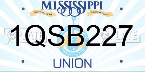 1QSB227 Mississippi License Plate