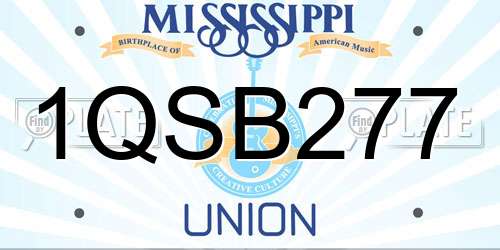 1QSB277 Mississippi License Plate
