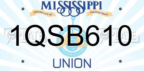 1QSB610 Mississippi License Plate