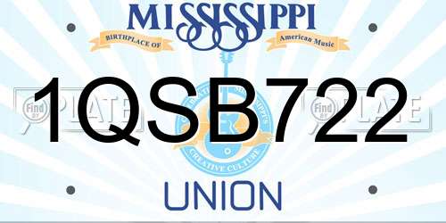 1QSB722 Mississippi License Plate