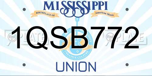 1QSB772 Mississippi License Plate