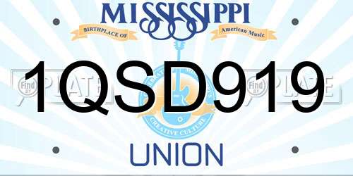 1QSD919 Mississippi License Plate