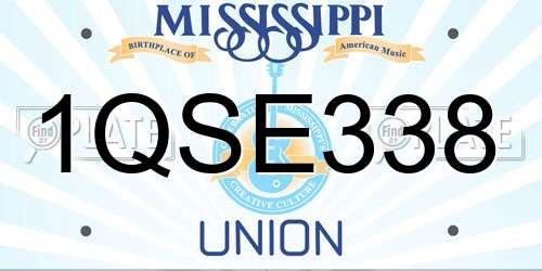 1QSE338 Mississippi License Plate