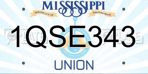 1QSE343 Mississippi License Plate