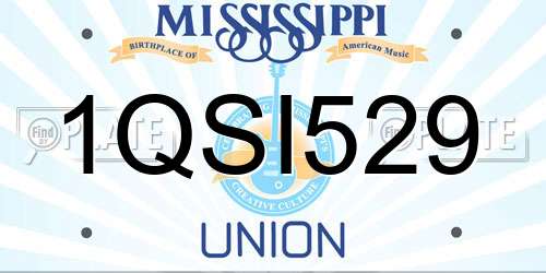 1QSI529 Mississippi License Plate