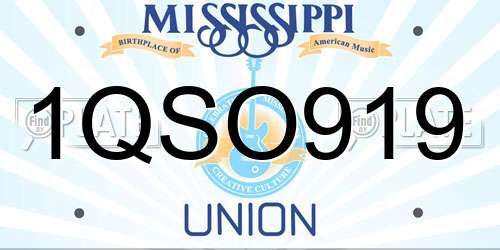 1QSO919 Mississippi License Plate