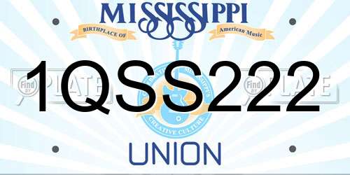 1QSS222 Mississippi License Plate