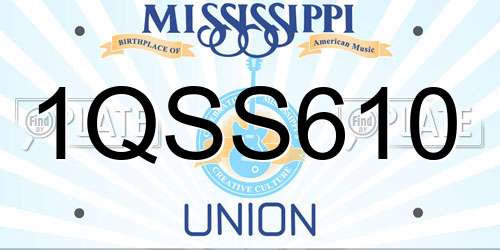 1QSS610 Mississippi License Plate