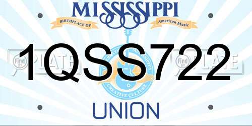 1QSS722 Mississippi License Plate