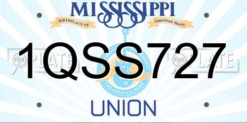 1QSS727 Mississippi License Plate