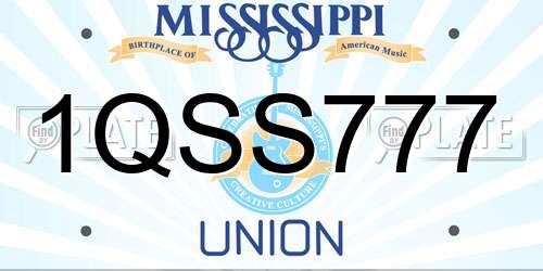 1QSS777 Mississippi License Plate