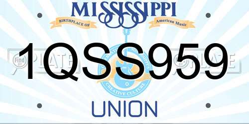 1QSS959 Mississippi License Plate