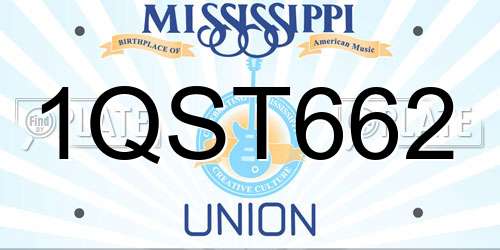 1QST662 Mississippi License Plate