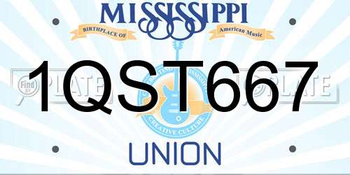 1QST667 Mississippi License Plate