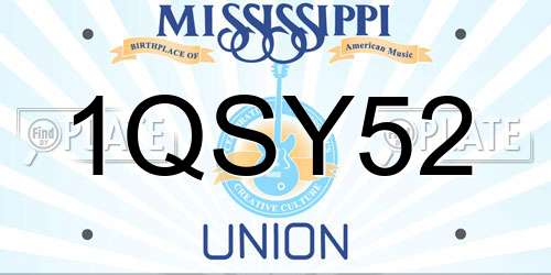 1QSY52 Mississippi License Plate