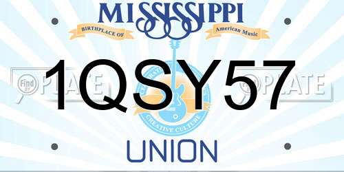 1QSY57 Mississippi License Plate
