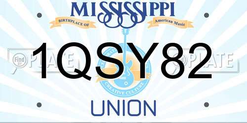 1QSY82 Mississippi License Plate