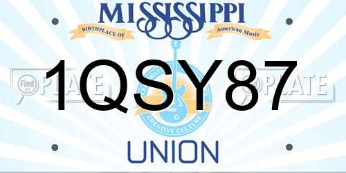 1QSY87 Mississippi License Plate