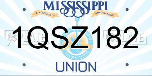 1QSZ182 Mississippi License Plate