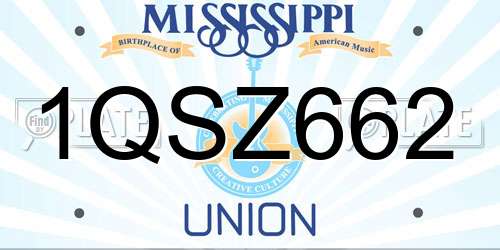 1QSZ662 Mississippi License Plate