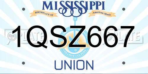 1QSZ667 Mississippi License Plate