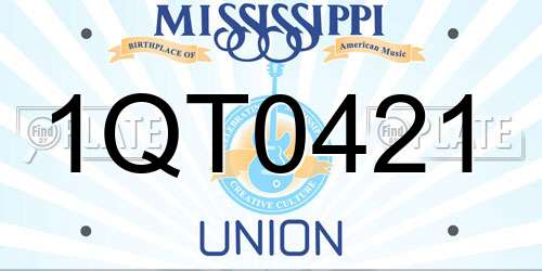 1QT0421 Mississippi License Plate