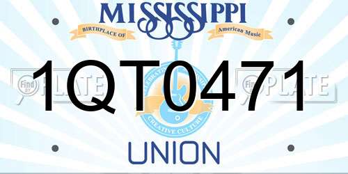 1QT0471 Mississippi License Plate