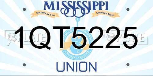 1QT5225 Mississippi License Plate
