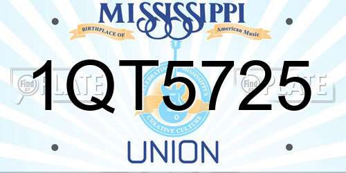 1QT5725 Mississippi License Plate