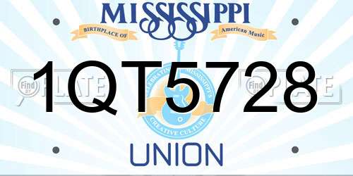1QT5728 Mississippi License Plate