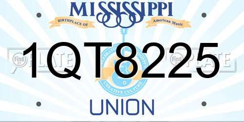 1QT8225 Mississippi License Plate