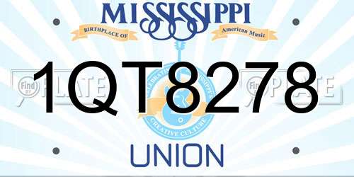 1QT8278 Mississippi License Plate