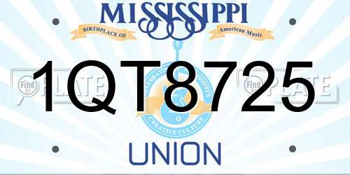 1QT8725 Mississippi License Plate
