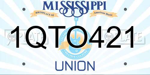 1QTO421 Mississippi License Plate