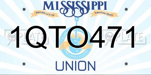 1QTO471 Mississippi License Plate