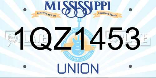 1QZ1453 Mississippi License Plate