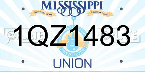 1QZ1483 Mississippi License Plate
