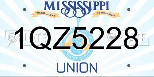 1QZ5228 Mississippi License Plate