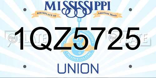 1QZ5725 Mississippi License Plate