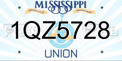 1QZ5728 Mississippi License Plate