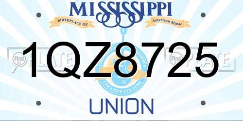 1QZ8725 Mississippi License Plate