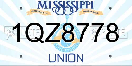 1QZ8778 Mississippi License Plate