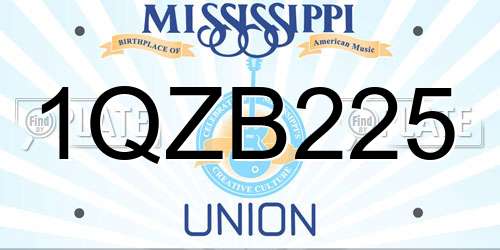 1QZB225 Mississippi License Plate