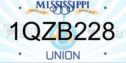 1QZB228 Mississippi License Plate