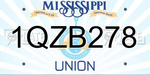 1QZB278 Mississippi License Plate