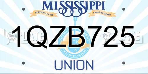 1QZB725 Mississippi License Plate