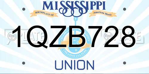 1QZB728 Mississippi License Plate